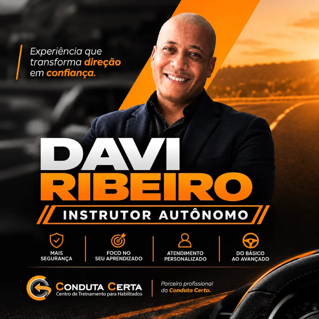 Davi Ribeiro, instrutor autônomo de trânsito, parceiro profissional da Conduta Certa